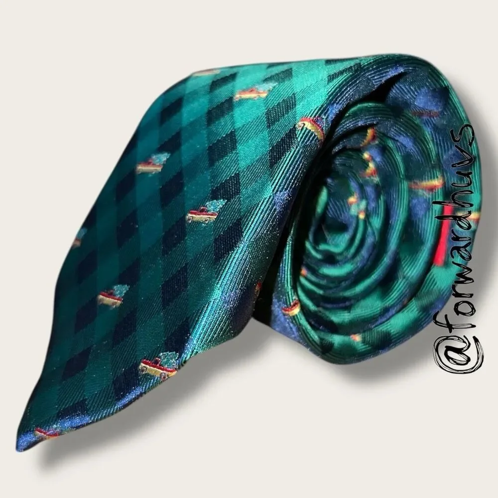 HO HO HO Christmas Necktie – 58” x 3.25” – Pickup Truck & Tree Print